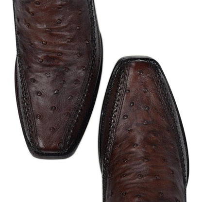  Brown Ostrich Zipper Boot