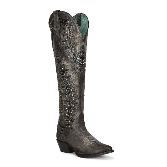 Corral Black Tall Pointed Toe Boot